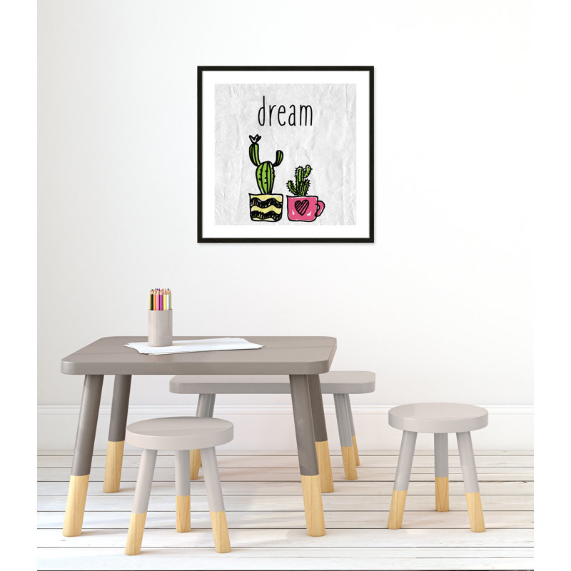Cacti A' Framed Art, 26.5" H x 26.5" W x 1.18" D, Black Woodgrain Box Framed