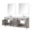 Meuble-lavabo double en chêne blanc 80 po X P 22 po D, dessus en marbre de Carrare, ensemble de robinet et Miroirs-118024522