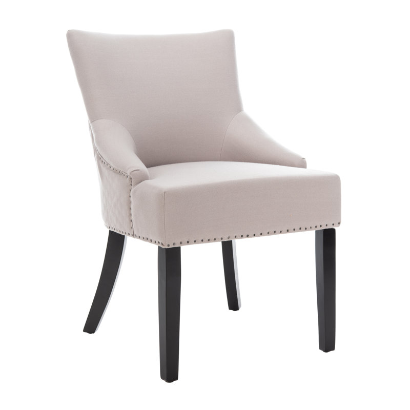 Bronte-May Tufted Upholstered Side Chair, Taupe, Espresso