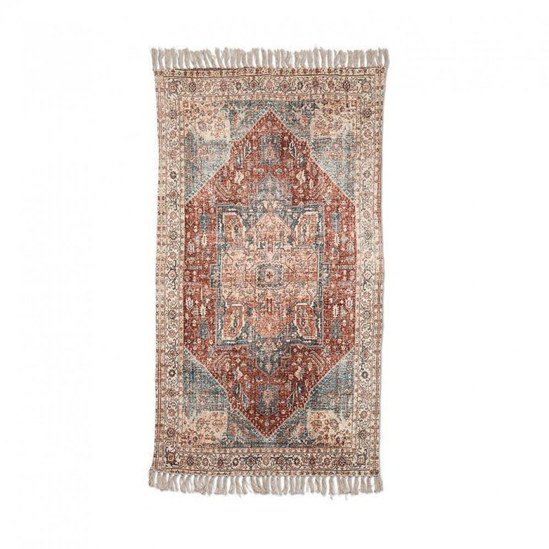 Tapis bleu et bourgogne imprimé