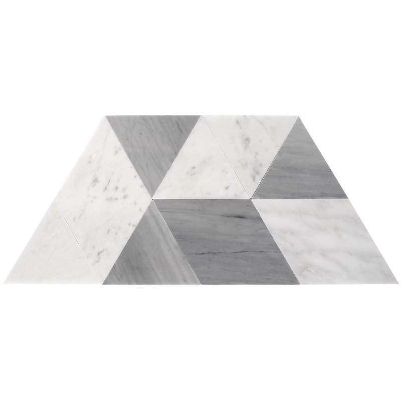Prism 13.5 X 7.75 Marble Mosaic Tile, Grana Gray