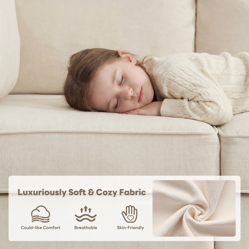Canapé modulaire rembourré 6 pièces avec repose-pieds 6 pièces, Mélange de polyester beige