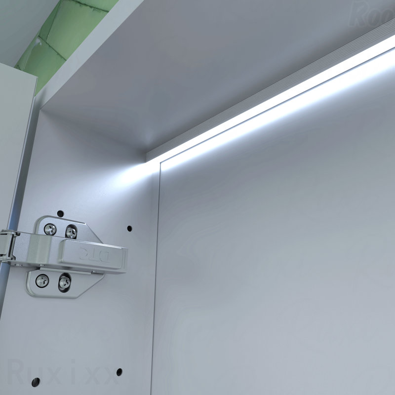 48 po L 30 po H Pharmacie à DEL encastrée / à fixation en aluminium avec miroir et horloge, 30 po x 48 po