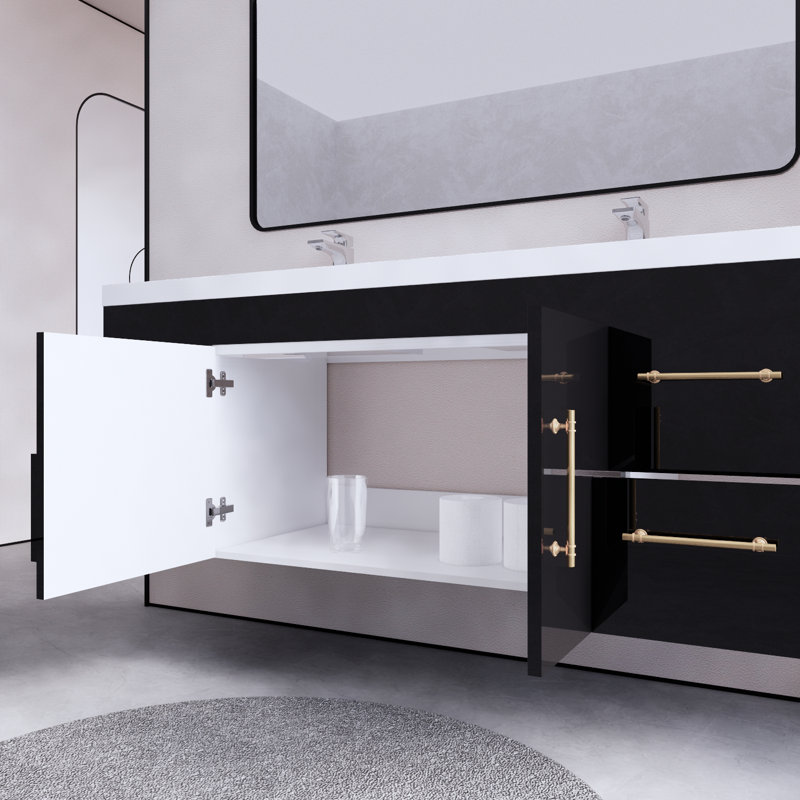 Ensemble de meuble-lavabo simple 59 po, Noir lustré