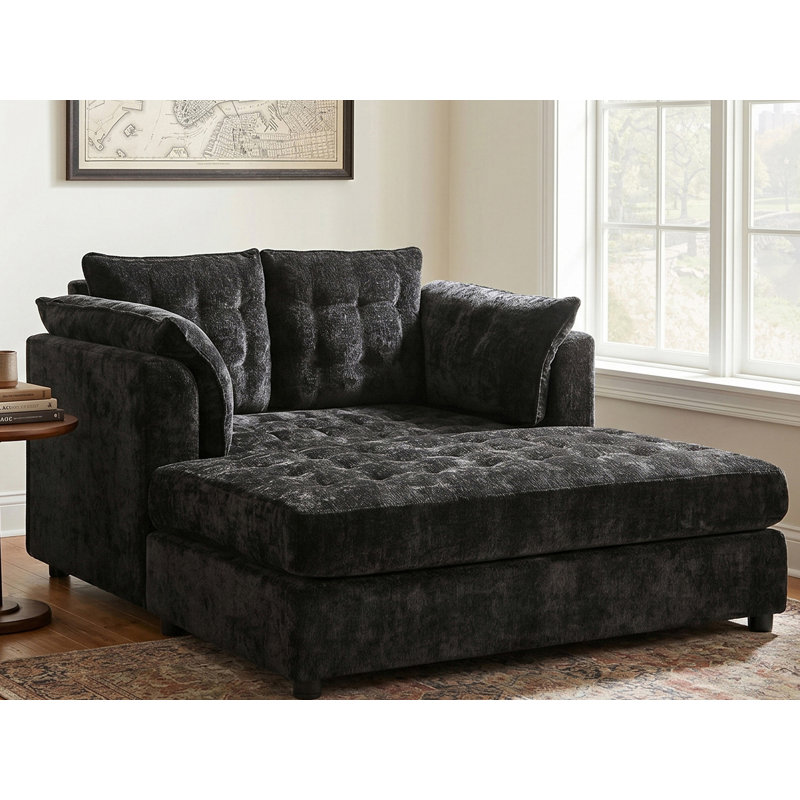 Chaise longue d'intérieur 67 po en chenille, Noir