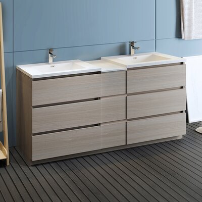 Fresca 72"" Free-Standing Double Sink Bathroom Vanity Set -  FCB93-301230MGO-D-I