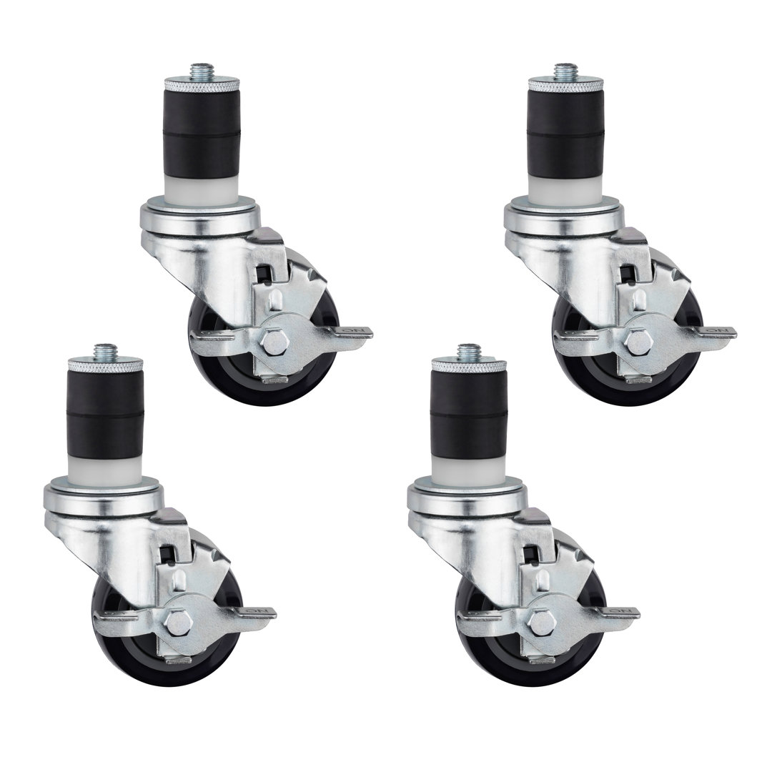 3" Dia. Wheel Caster with 1/2" Expanding Stem & Side Brake DuraSteel