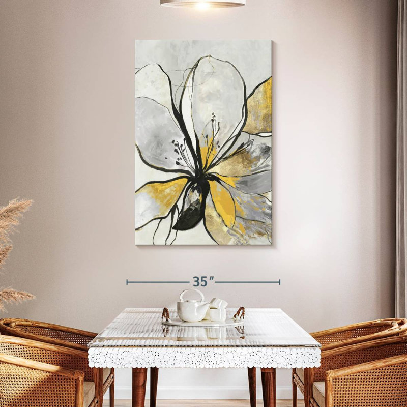 Harnek Outline Floral II, version jaune, H 48 po x l 32 po