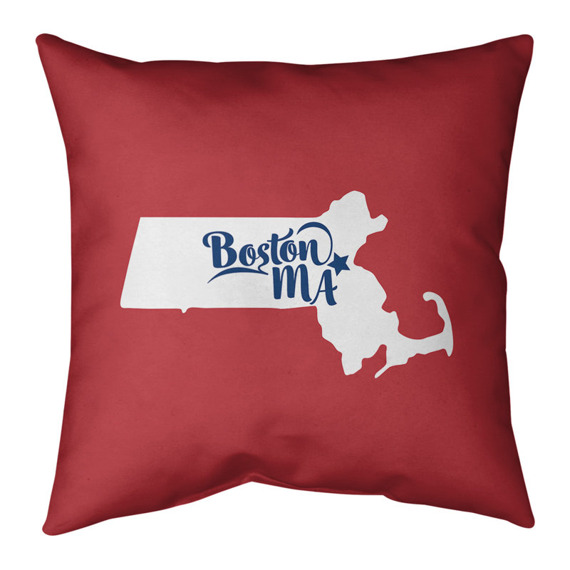 Housse de coussin en coton, Boston, 26 po x 26 po, Rouge / Blanc