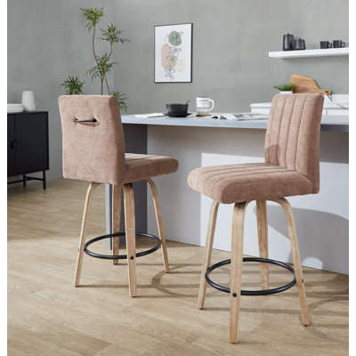 Harrison 26" Fixed-Height Counter Stools with Bent Wood Legs & Round Footrest