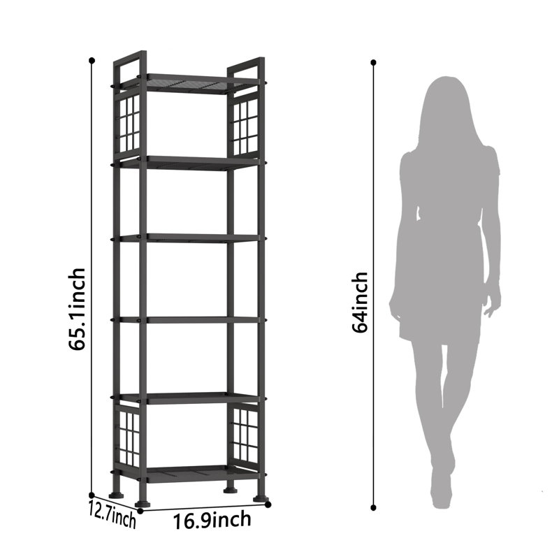 6-Wire Standing Storage Shelf, Black