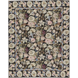 Hand-Knotted High-Quality Black and Black Area Rug