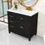 Meuble-lavabo avec lavabo en céramique, 3 tiroirs latéraux et tablette réglable-511578147