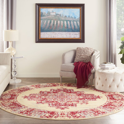 Burnie Oriental Cream/Red Area Rug
