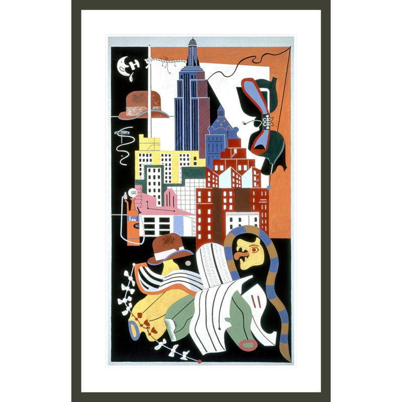 «New York Mural» par Stuart Davis - estampe numérique encadrée, H 41,5 po x l 26,75 po