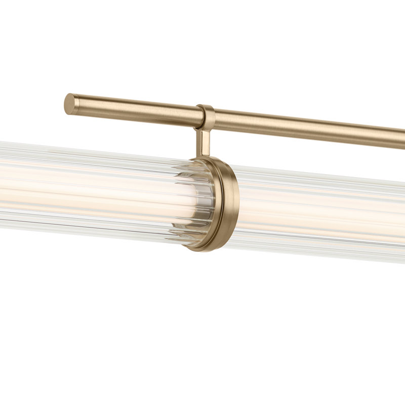 Lustre linéaire à DEL 1 lumière avec verre cannelé transparent, H 9,5 po x l 8 po x P 60,25 po, Bronze