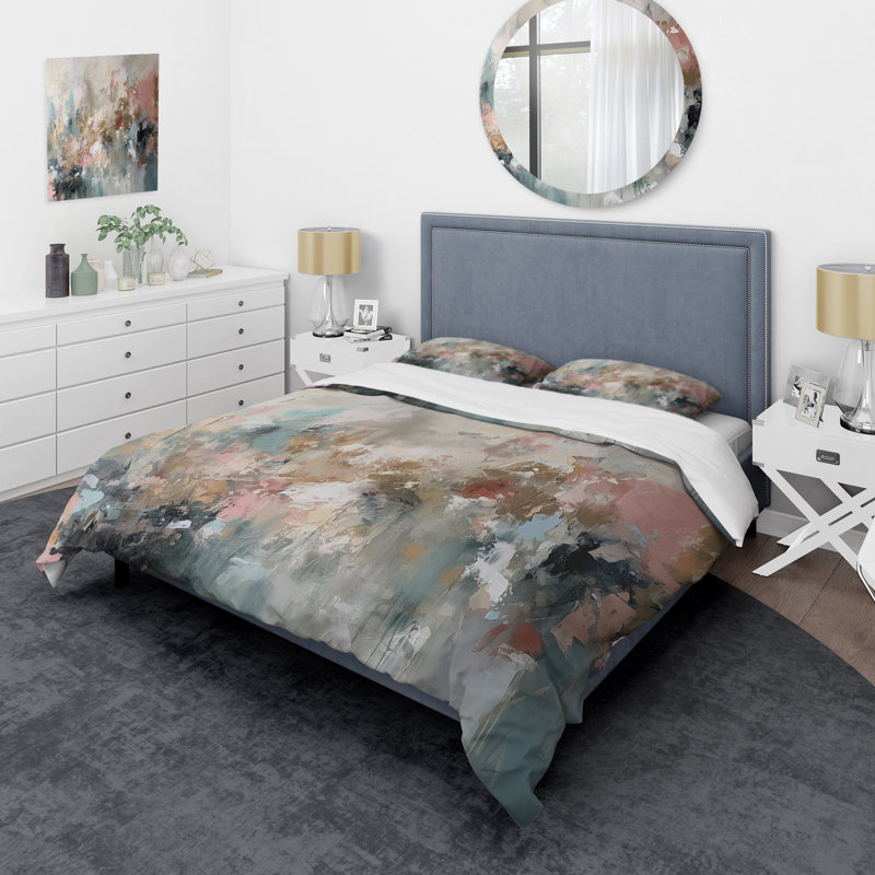 Ensemble de housse de couette Brushstroke Abstract Paint I Microfiber / Polyester