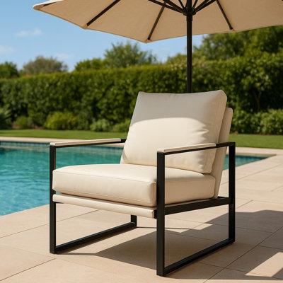 Accent Chair, Modern Armchair with Metal Frame, Leather Single Sofa Chair, Upholstered Lounge Chair