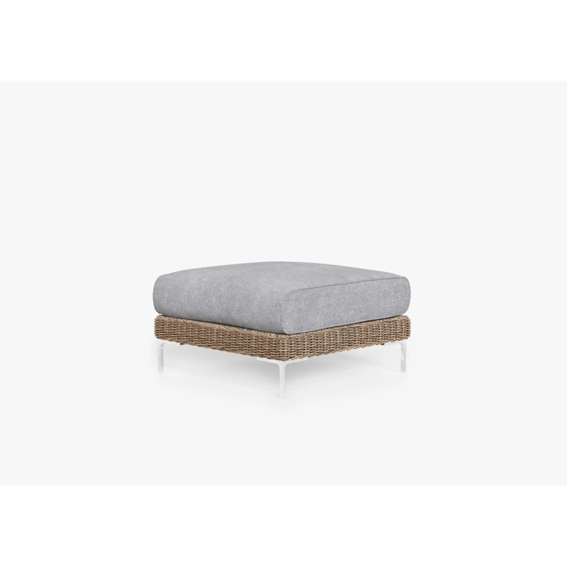 Brown Wicker Outdoor Ottoman; Pacific Fog Gray