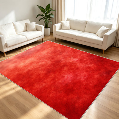 1PC Solid - Colored Red area rugs for Living Room, Soft and Comfortable, Suitable for all seasons, easy - to - maintain, machine washable Indoor floor mat, suitable for Bedroom, Dining Room, Hallway, Patio, Balcony, Home Decor, Outdoor Decor.