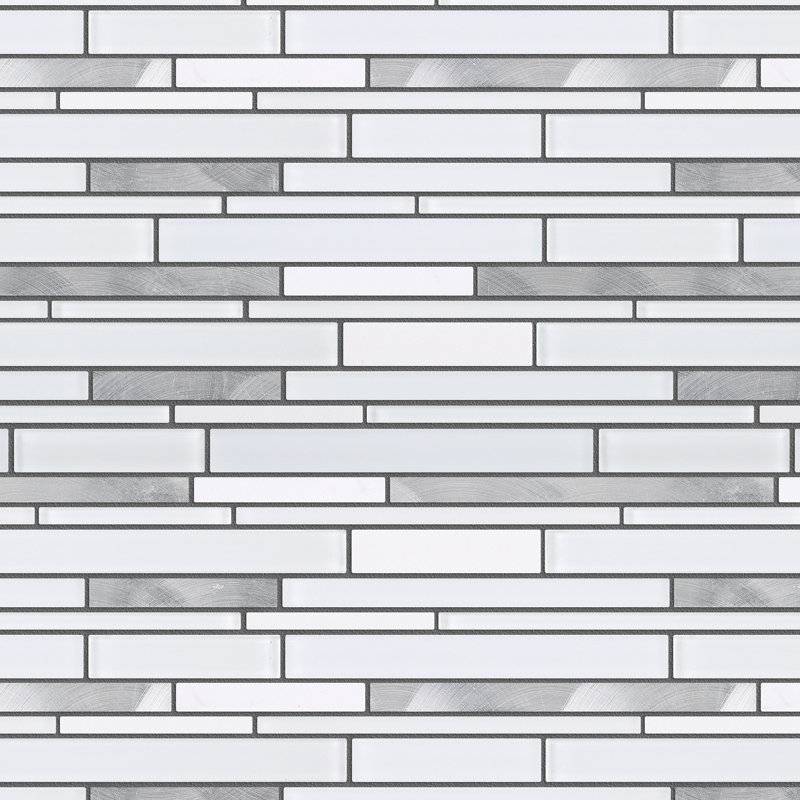 Carreau de mosaïque linéaire 11,75 po x 12,75 po, Blanc