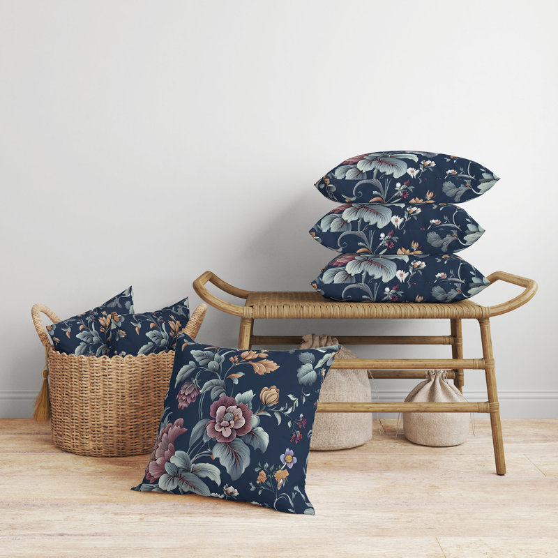 Orchit Magic Floral Reversible Throw Pillow, 20"H x 20"W, Blue/Purple Floral