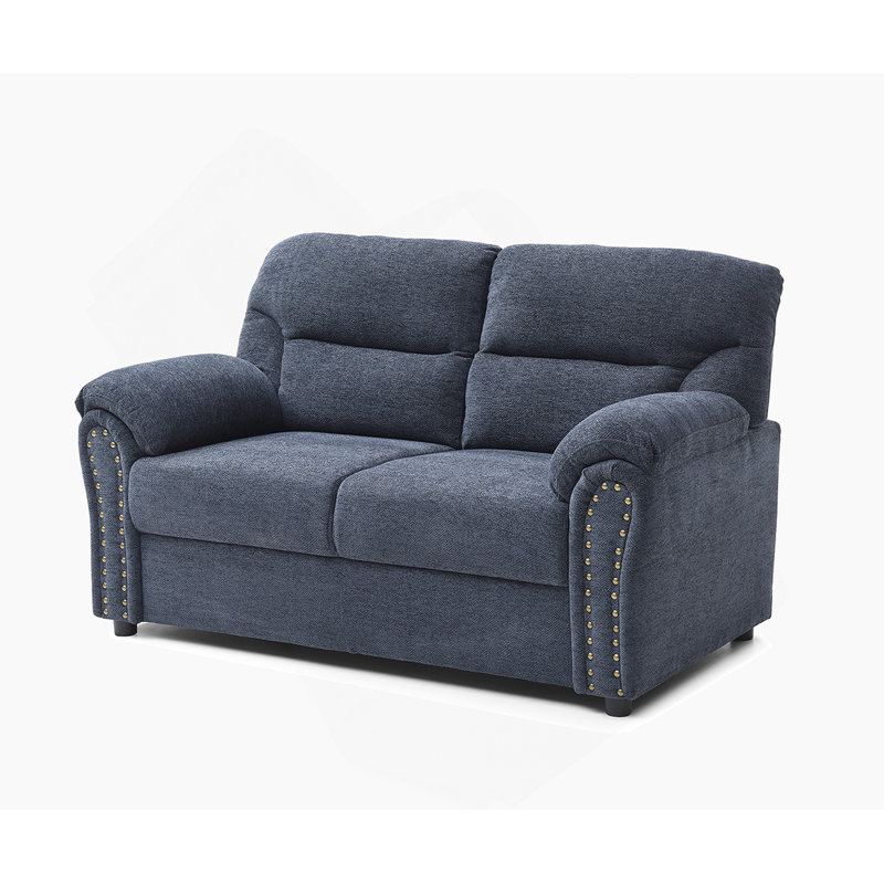 Causeuse au design réfléchi, avec garniture cloutée appliquée à la main et caractéristiques de confort pour un espace de vie confortable