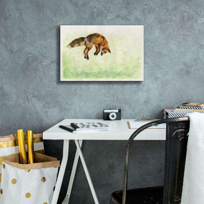 Toile épique «Leaping Fox» par Anika Goodhue, H 12 po x l 18 po x P 0,75 po