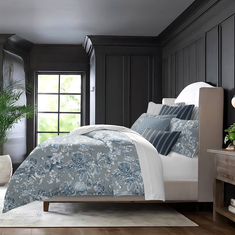 Alexandria Shadow Cotton Duvet Cover Set, California King Duvet Cover + 7 Additional Pieces