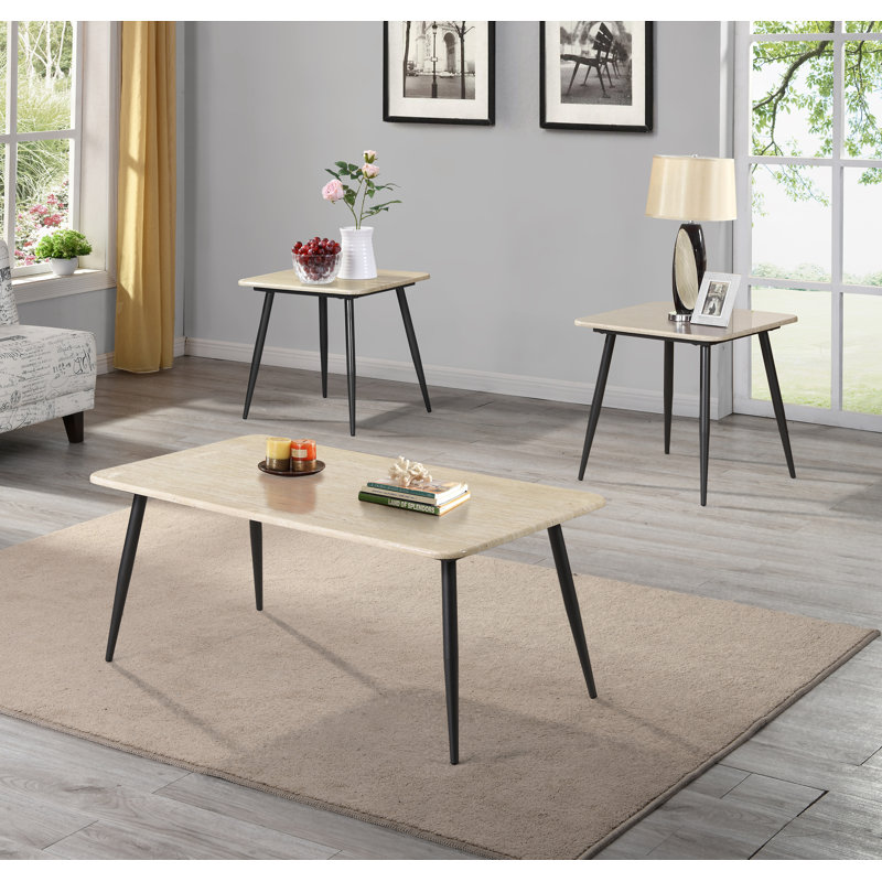 3 - Piece Living Room Table Set, Natural Tone