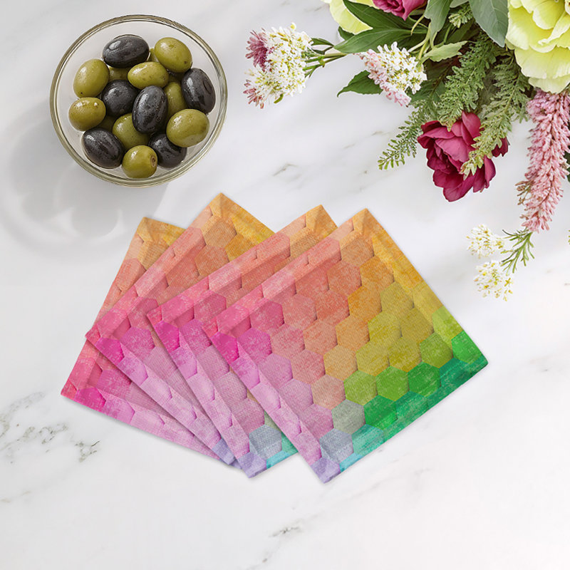 Serviette Hex, Rose, jaune, vert