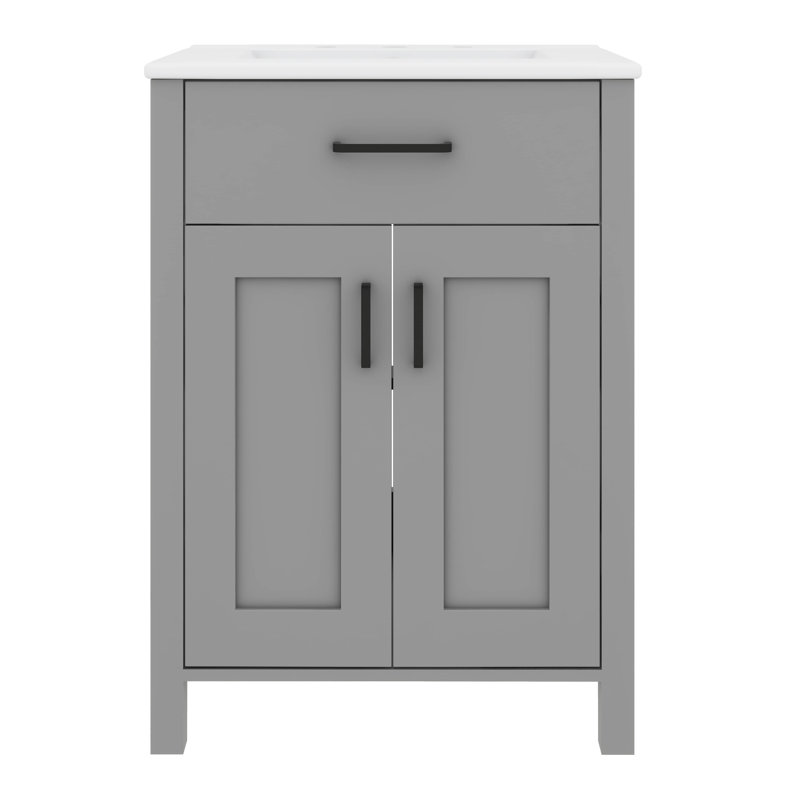 Lavabo de 24 pouces avec armoire intégrée, Grey, Noir