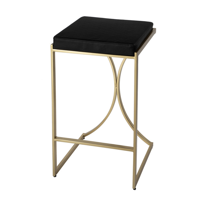 Natalya 24" Bar Stool, Gold, Black, Bar Stool (31” Seat Height)
