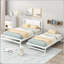 Lit plateforme tapissier avec lit gigogne et deux tiroirs-700357560