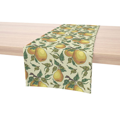 Table Runner, 100% Cotton, 16X72", Painted Pear Tree