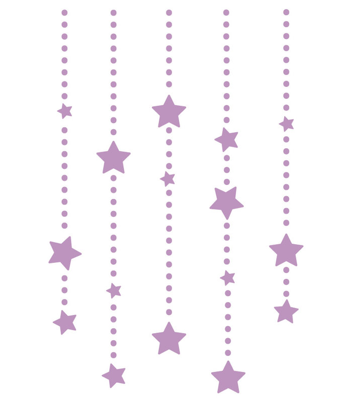 Décalcomanie murale étoile éléments suspendus, H 45 po x l 30 po x P 0,01 po, Lilas