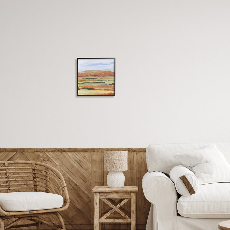 Paysage abstrait du désert par Sally Swatland, H 12 po x l 12 po x P 1,5 po, Giclée encadrée noir minuit