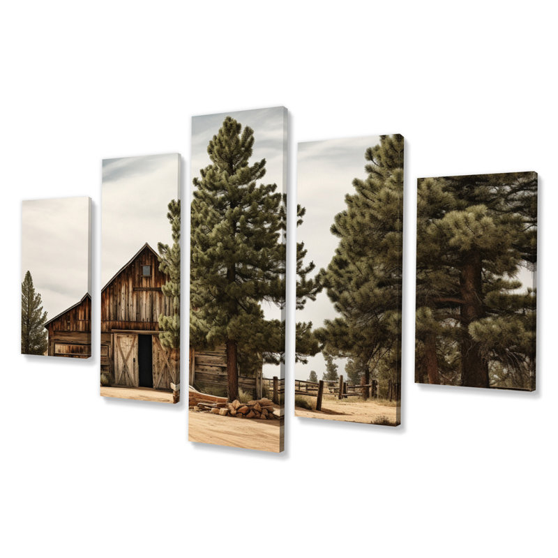 'Pine Tree Rustic Charm - Tree Pine Canvas Print - 5 Panels