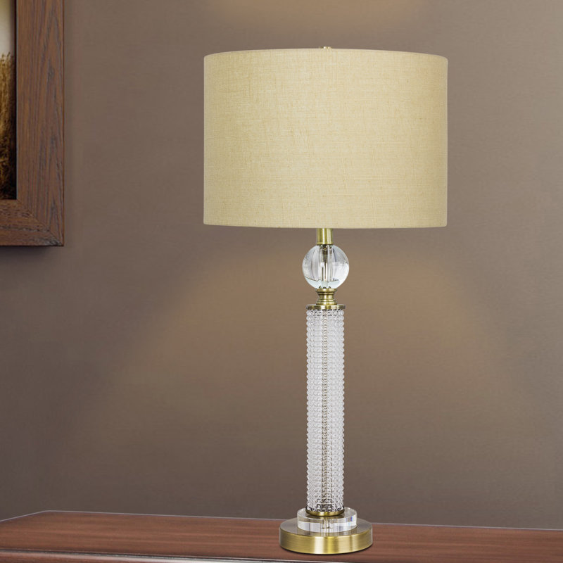 Lampe de table 28 po rizboro, Laiton antique, Beige