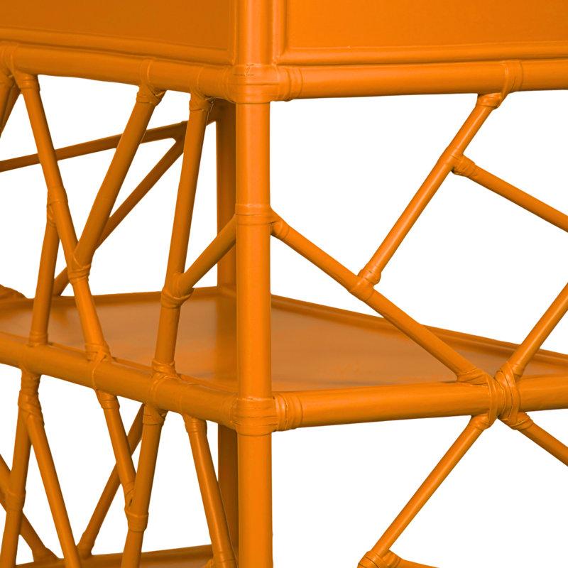 End Table with Storage, Citrus Orange