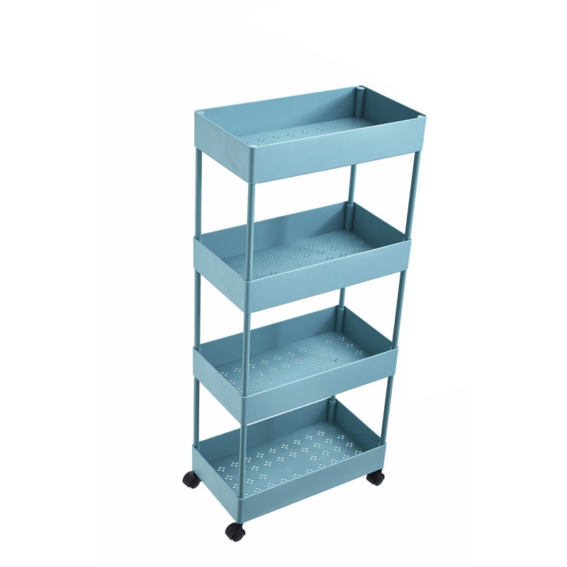 35.4'' H x 15.7'' W Utility Cart with Wheels, Blue