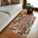 Tapis brun clair / brun / vert à motif géométrique fait à la main Sinclair