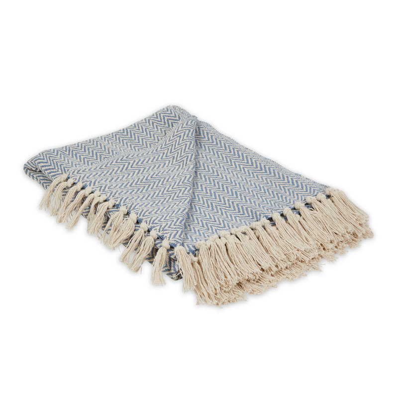 Jeté 100% coton , Bleu délavé à la pierre