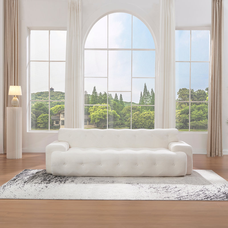 Canapé avec canapé capitonné confortable, White Fabric