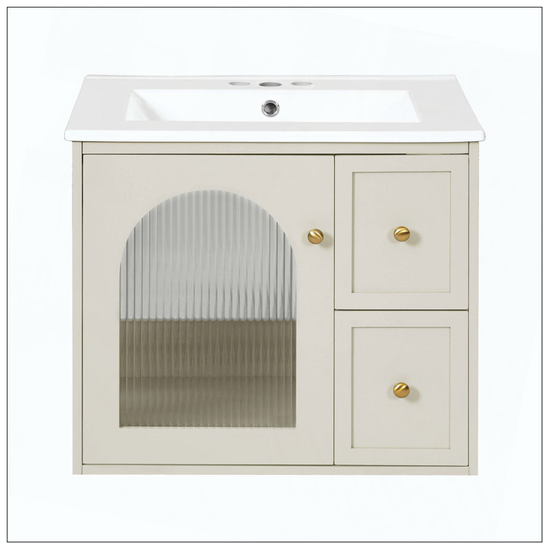 Porte de meuble-lavabo mural en céramique, Beige