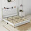 Wingback upholstered platform bed frame with galaxy projector, diamond button headbaord, usb charger, music speaker-192911359-192911357