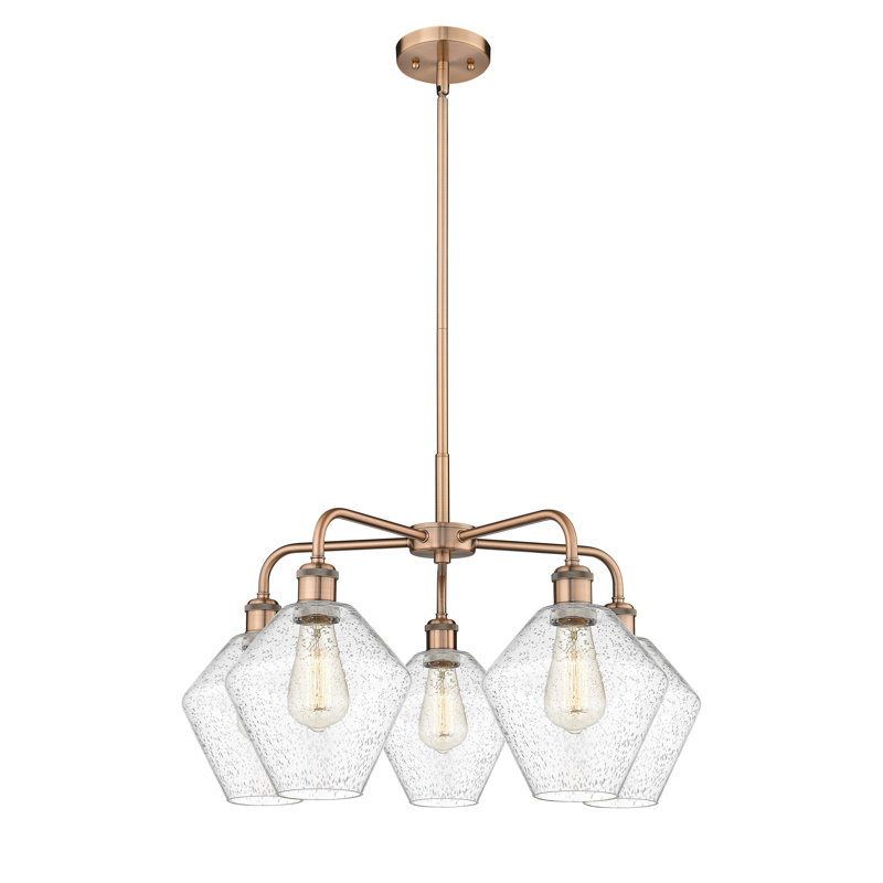 Lustre à 5 lumières, Bullé, Cuivre antique
