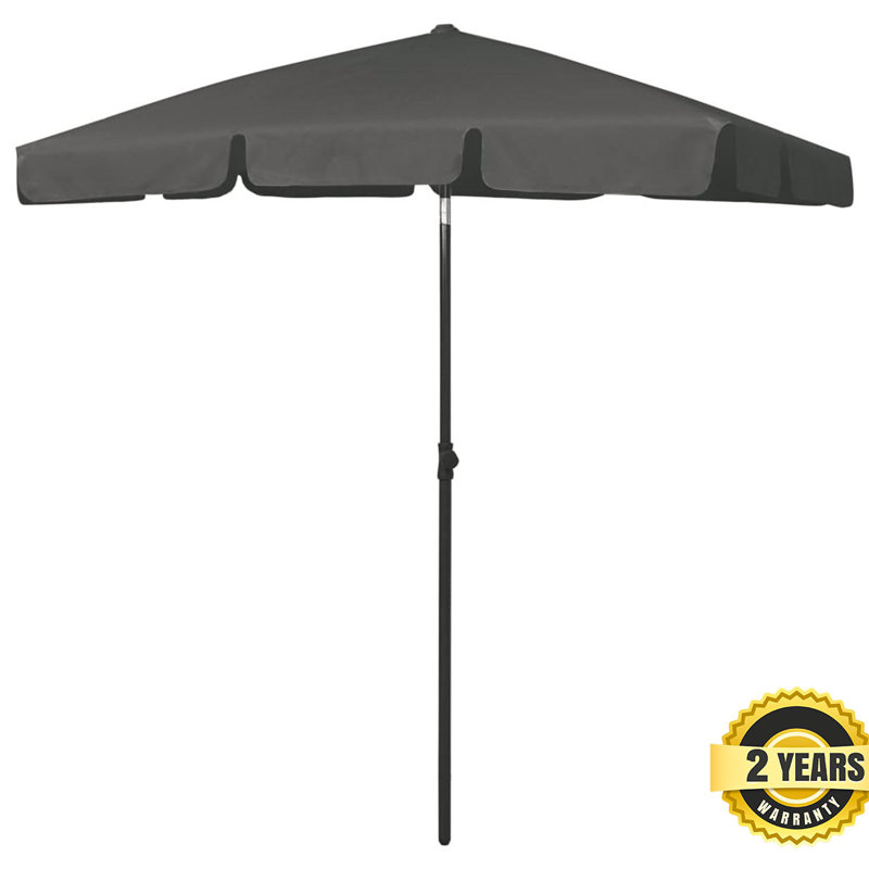 Caylee 180cm X 120cm Rectangular Beach Parasol, Anthracite
