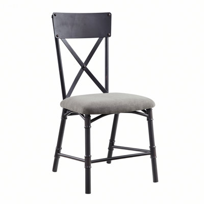 Indoor Chair, Set Of 2 Metal Side Chairs, Dining Chairs With Upholstered Seat