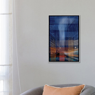 City Night Lightning Trail - reproduction d'art murale - toile encadrée